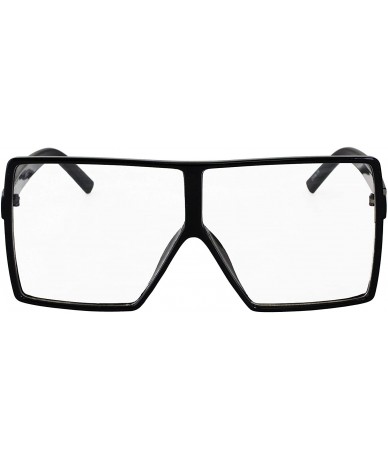 Square Oversized Exaggerated Flat Top Huge SHIELD Square Sunglasses Colorful Lenses Fashion Sunglasses - Clear Glasses - CM18...