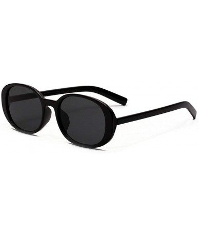 Oval 2019 oval sunglasses unisex beige retro trend brand designer sunglasses - Black - C118AG886HR $13.82