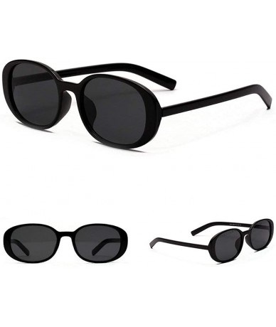 Oval 2019 oval sunglasses unisex beige retro trend brand designer sunglasses - Black - C118AG886HR $13.82