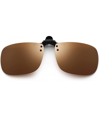 Square Polarized Clip on Sunglasses Frameless Flip Up Lens for Prescription Glasses - Brown - CN18T9GLRD3 $14.78