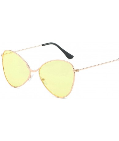 Oversized Classic style Cateye Sunglasses for Unisex Metal PC UV 400 Protection Sunglasses - Gold Yellow - C718T63KQEG $18.01
