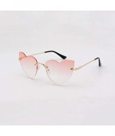 Rimless Heart Sunglasses Rimless Thin Lovely Heart Style for Women (Pink) - CA196ILYKT0 $7.44
