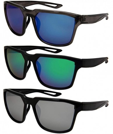 Square Retro Inspired Square Sunglasses Men Women Plastic Frame 541100-REV - CF18KH4G356 $11.68