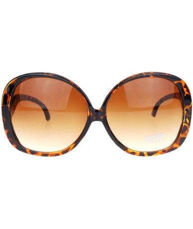 Round Extra Large Oversized Curved Drop Temple Womens Butterfly Fashion Sunglasses - Tortoise - C711SD066NV $12.05