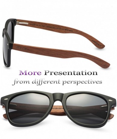 Rectangular Zebra Wood Sunglasses for Men and Women-Wooden Bamboo Frame Package-Classic Vintage 100% UV Polarized Sun Glasses...