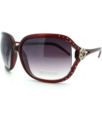 Butterfly Womens Oversize Rhinestone Iced Out Butterfly Designer Diva Sunglasses - Burgundy - CI11YWUR095 $10.70