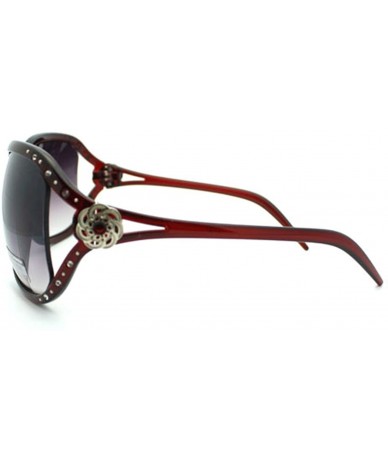 Butterfly Womens Oversize Rhinestone Iced Out Butterfly Designer Diva Sunglasses - Burgundy - CI11YWUR095 $10.70