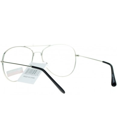 Aviator Classic Wire Rim Tear Drop Shape Pilot Clear Lens Eye Glasses - Silver - CM11I5R8WCZ $7.48