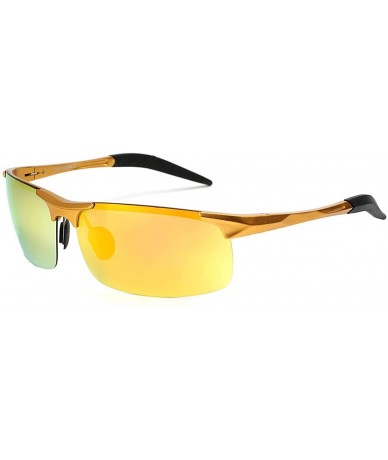Goggle Sports Goggles Driving Glasses Polarized Sunglasses Unbreakable Metal Frame - Gold - CB17X6QYG32 $34.34