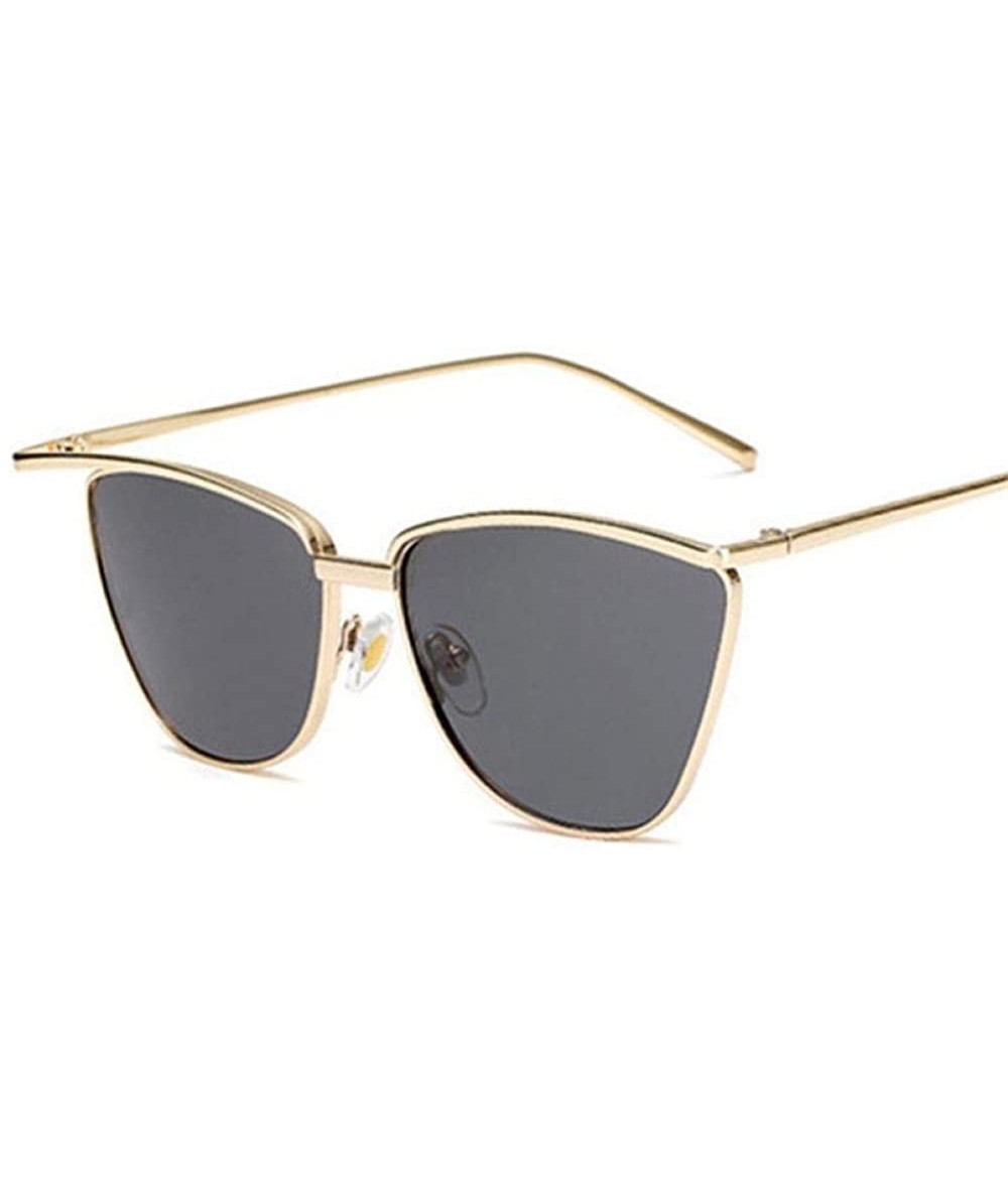Aviator New Arrival 2019 Cateye Sunglasses Women Metal Vintage Luxury BlackGray - Goldgray - CR18Y5X4MI7 $8.46