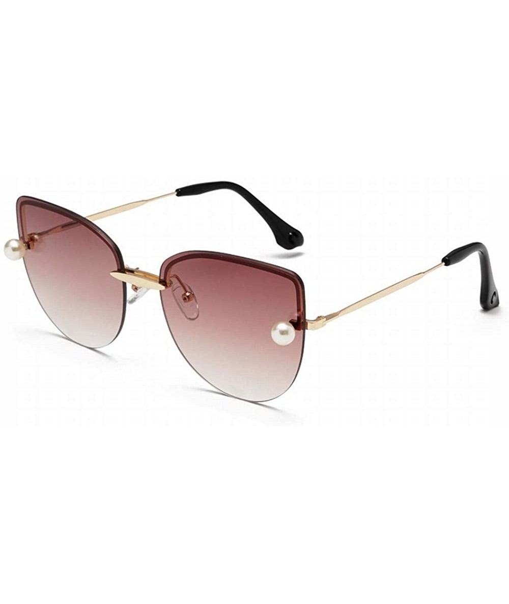 Goggle Personality Half Frame Cat Eye Sunglasses Fashion Lady Ocean Piece Sunglasses - Style 2 - CM18U0R8UD2 $22.09
