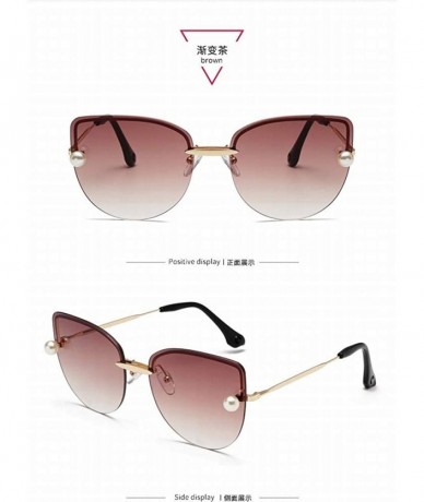 Goggle Personality Half Frame Cat Eye Sunglasses Fashion Lady Ocean Piece Sunglasses - Style 2 - CM18U0R8UD2 $22.09
