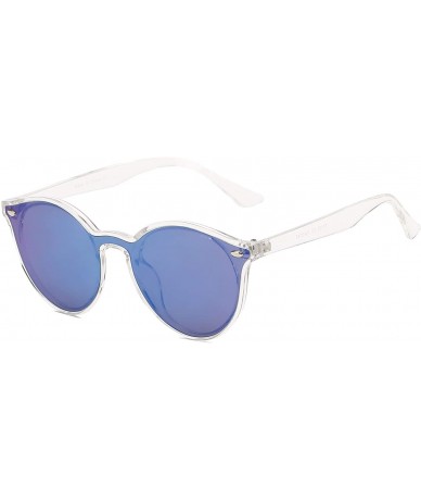 Round Classic Horn Rimmed Circle Round Unisex Fashion Sunglasses - Blue - C818SKQ0AU2 $11.83