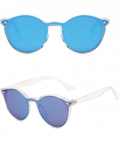 Round Classic Horn Rimmed Circle Round Unisex Fashion Sunglasses - Blue - C818SKQ0AU2 $11.83