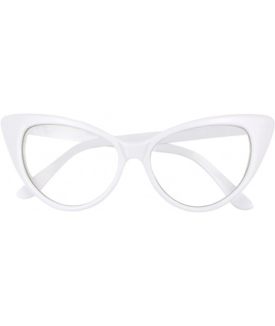 Cat Eye Vintage Cateye Sunglasses UV Protection Non Prescription Clear Lens Chic Retro Fashion Mod - CU18SCDDCEC $14.81
