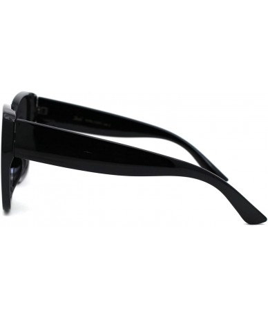 Butterfly Womens Thick Plastic Butterfly Fashion Sunglasses - Black Solid Black - CO18YTLYICT $11.39