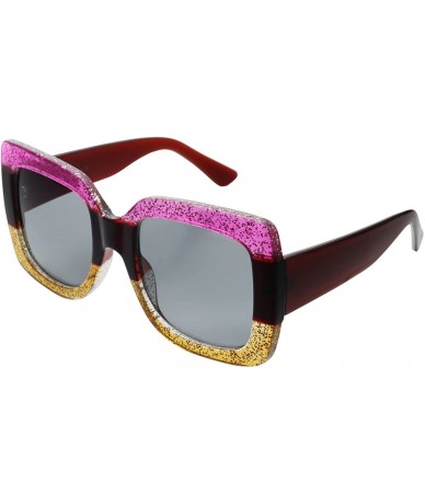 Round Oversized Square Sunglasses Multi Tinted Womens Thick Frame Sun Glasses - CQ18CULY8IC $11.71