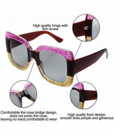 Round Oversized Square Sunglasses Multi Tinted Womens Thick Frame Sun Glasses - CQ18CULY8IC $11.71