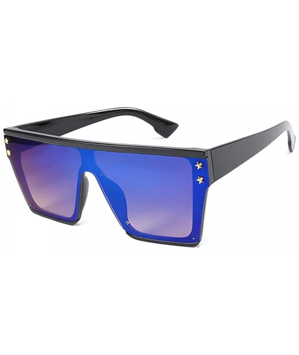 Aviator New Fashion Trend Street Photo Sunglasses Pentagram Decoration for Men and Women UV400 2078 - Blue - CK18AI3S4MX $10.46