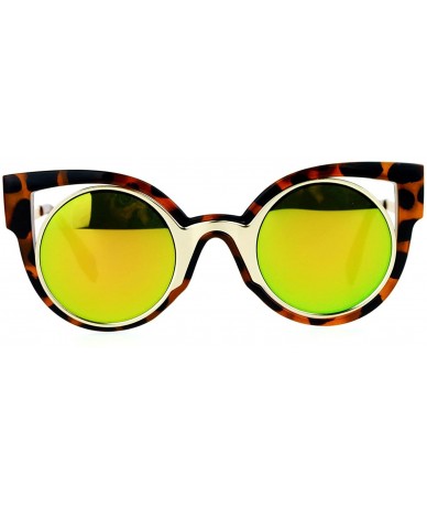 Round Womens Round Cateye Sunglasses Super Retro Stylish Eyewear UV400 - Tortoise (Peach Mirror) - CU189049QQZ $10.47