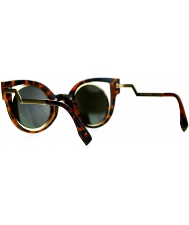 Round Womens Round Cateye Sunglasses Super Retro Stylish Eyewear UV400 - Tortoise (Peach Mirror) - CU189049QQZ $10.47