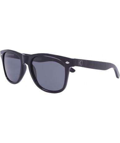 Rectangular Summit Men's Wayfarer Style Sunglasses- Horn-Rimmed Frame- Genuine Wood Temples- 100% UV Protection Lenses - CX19...