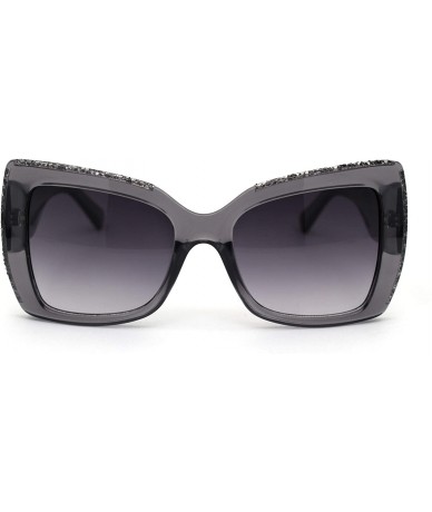 Butterfly Womens Nugget Stud Glitter Thick Plastic Butterfly Sunglasses - Slate Smoke - C318YX0AQ7A $11.50