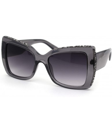 Butterfly Womens Nugget Stud Glitter Thick Plastic Butterfly Sunglasses - Slate Smoke - C318YX0AQ7A $11.50