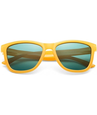 Wayfarer Polarized Sunglasses for Women Men - Classic Vintage Square Sun Glasses - G yellow Frame/Green Lens - CR194YAZ85Z $9.71