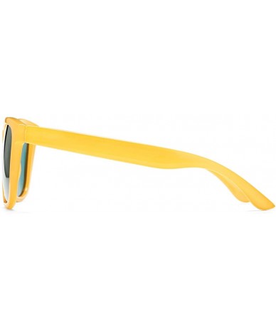 Wayfarer Polarized Sunglasses for Women Men - Classic Vintage Square Sun Glasses - G yellow Frame/Green Lens - CR194YAZ85Z $9.71