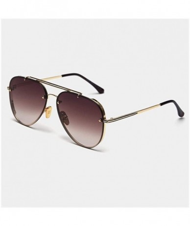 Oversized Pilot Oversized Sunglasses for Men and Women Alloy Frame Gradient Lens for Driving Goggles - C101 Gold Brown - CS19...