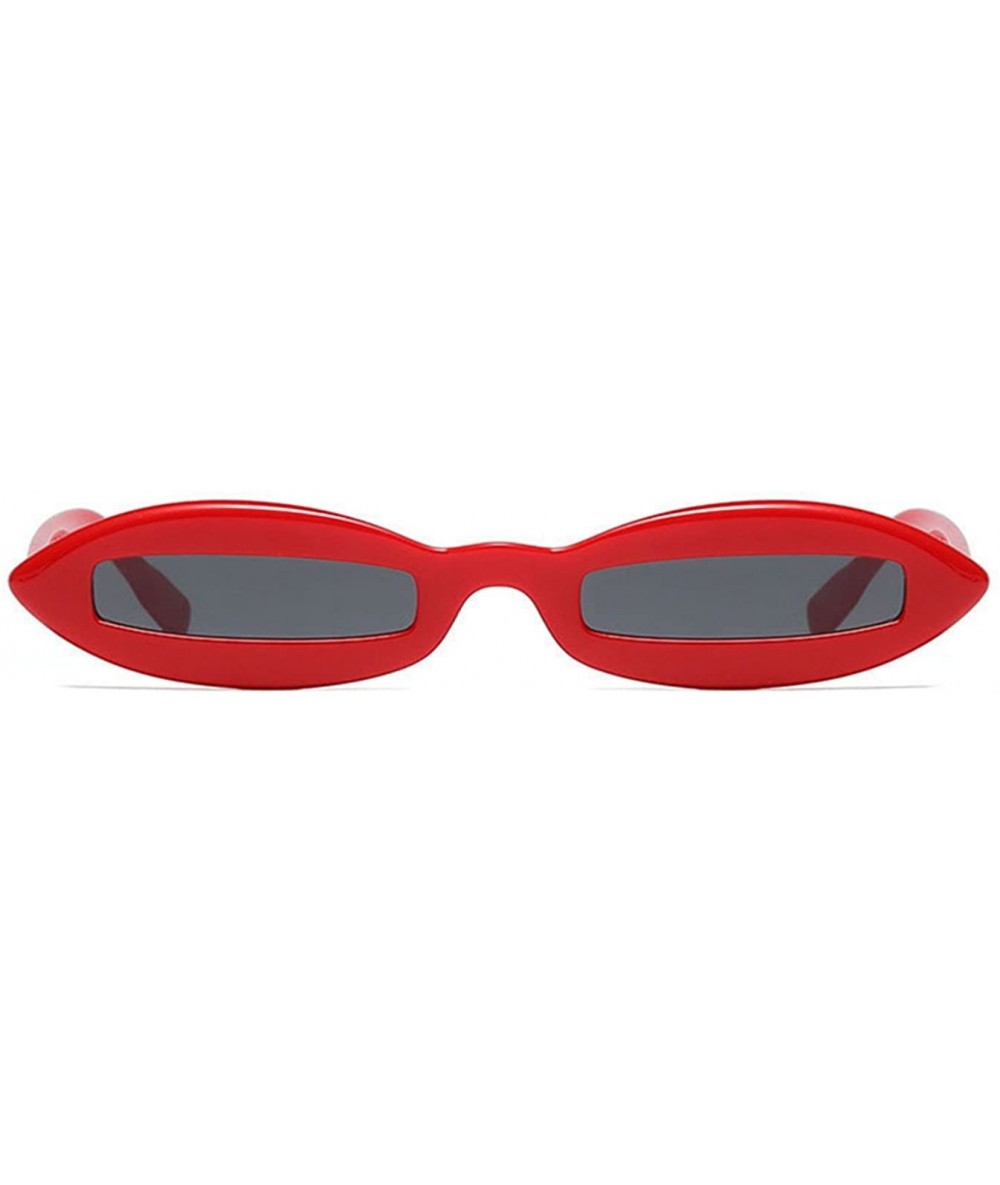 Oval Women Oval Frame Fashion Sunglass - Red/Grey - CJ18DWLQK3E $13.17