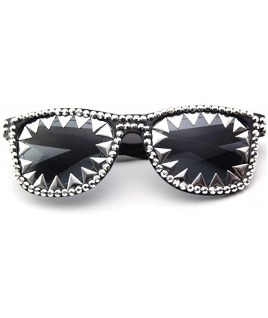 Round Skull Design Round framed diamond sunglasses Halloween decorative sunglasses - Black 6 - CY18IDYKND3 $13.43