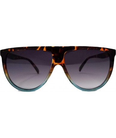 Aviator Modern Oversize Flat Top Neutral Color Flat Lens Aviator IL1026 - Tortoise Blue/ Grey - CB18LELL8HI $9.93