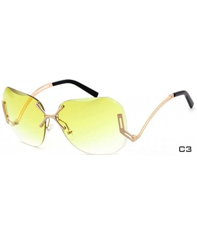 Rimless Sunglasses Transparent Rimless Tint Clear Pilot Sunglasses Women Cut Off Frameless Sun Glasses Shades Oculos - C3 - C...