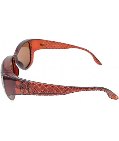 Sport The Starlet Polarized 55 mm Fit Over OTG Butterfly Rhinestone Oval Rectangular Sunglasses - 2 Brown - C218ZOCD3R0 $23.48