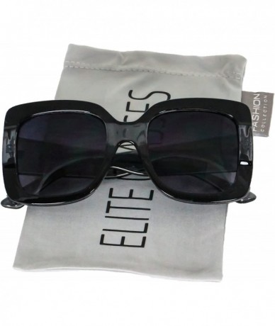 Oval Oversized Square Cute Luxury Sunglasses Gradient Lens Vintage Women Fashion Glasses - Black/Gray - CU18C9X3SZA $11.12