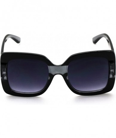 Oval Oversized Square Cute Luxury Sunglasses Gradient Lens Vintage Women Fashion Glasses - Black/Gray - CU18C9X3SZA $11.12