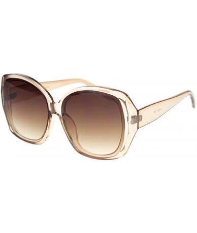 Square Designer Style Sunglasses Womens Oversized Square Shades UV 400 - Light Brown (Brown) - CU18AYLZWN7 $10.42