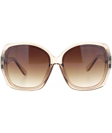 Square Designer Style Sunglasses Womens Oversized Square Shades UV 400 - Light Brown (Brown) - CU18AYLZWN7 $10.42
