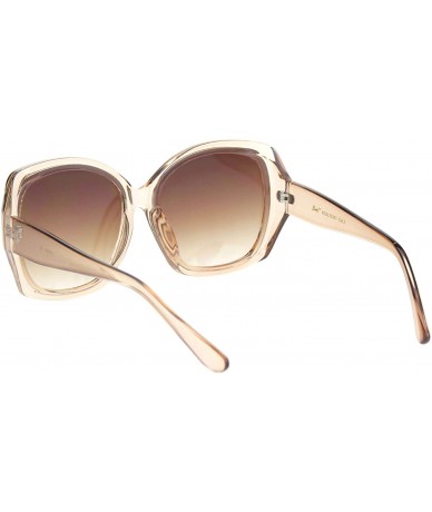 Square Designer Style Sunglasses Womens Oversized Square Shades UV 400 - Light Brown (Brown) - CU18AYLZWN7 $10.42