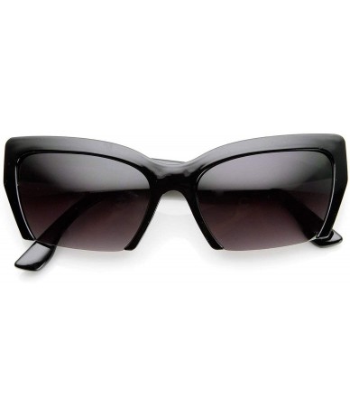 Rimless Womens Mod Fashion Semi-Rimless Cat Eye Sunglasses (Black Lavender) - CX11KBASOQR $10.09
