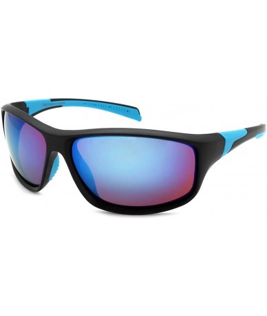 Sport Sports Sunglasses with Color Mirrored Lens 570063/REV - Matte Black/Blue - CF125YE085Z $8.15