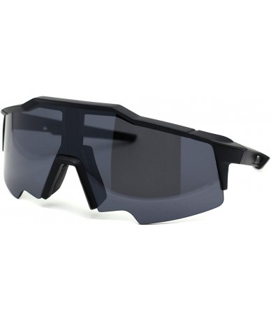 Oversized Mens XL Oversize Shield Robotic Plastic Sport Sunglasses - Matte Black - C21969XIYYC $22.16