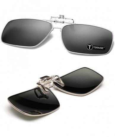 Round Polarized Clip-on Sunglasses with Flip Up Function Suitable Driving Sports - Black - C518E0KSW8X $28.73