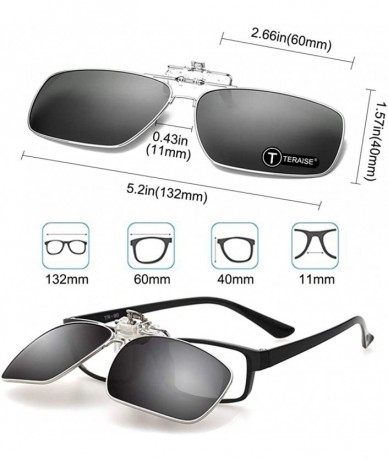 Round Polarized Clip-on Sunglasses with Flip Up Function Suitable Driving Sports - Black - C518E0KSW8X $13.06
