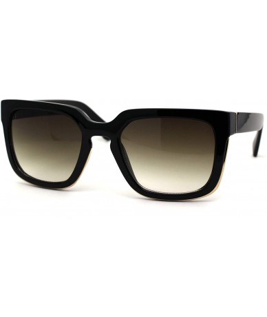 Rectangular Mens Squared Fashion Squared Rectangle Keyhole Plastic Sunglasses - Shiny Black Brown - CI19850I368 $11.30