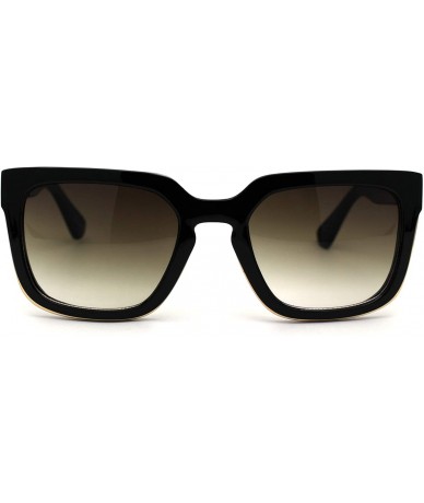 Rectangular Mens Squared Fashion Squared Rectangle Keyhole Plastic Sunglasses - Shiny Black Brown - CI19850I368 $11.30