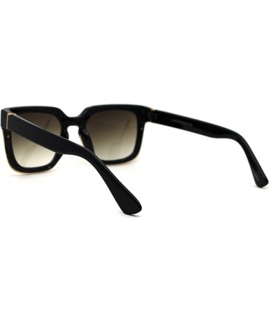 Rectangular Mens Squared Fashion Squared Rectangle Keyhole Plastic Sunglasses - Shiny Black Brown - CI19850I368 $11.30
