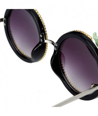 Round Diamond Round Sunglasses for Women Rhinestone Fish Decoration Sun glasses - 2 Orange - C21907AXLD2 $10.58